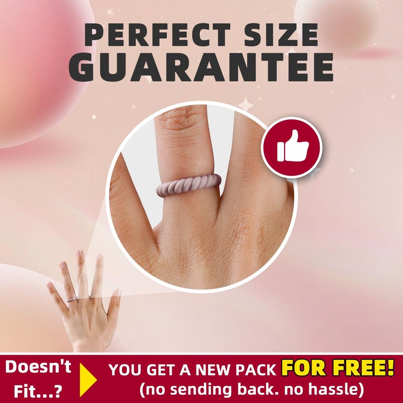 Egnaro Silicone Wedding Ring for Women,Seamless Thin and Stackble Braided Rubber Wedding Bands Rubber Rings for Womenâ€¦ - Image 2